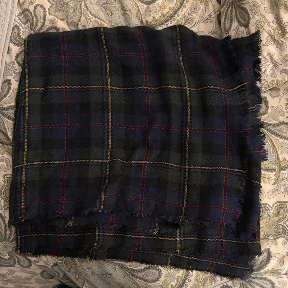 Plaid Fringed Blanket Scarf